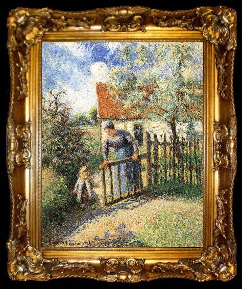 framed  Camille Pissarro Mothers and children in the garden, ta009-2